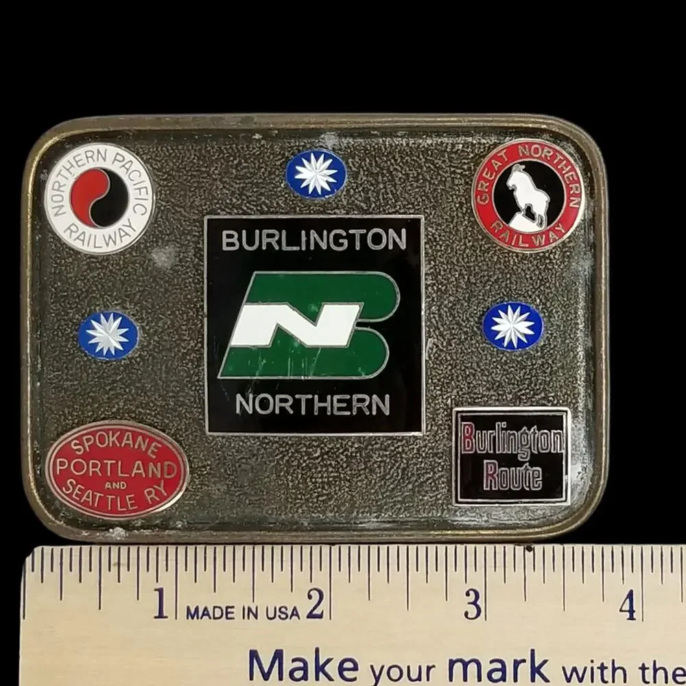Burlington Northern Railway Brass Belt Buckle - Collectible Railroad Memorabilia